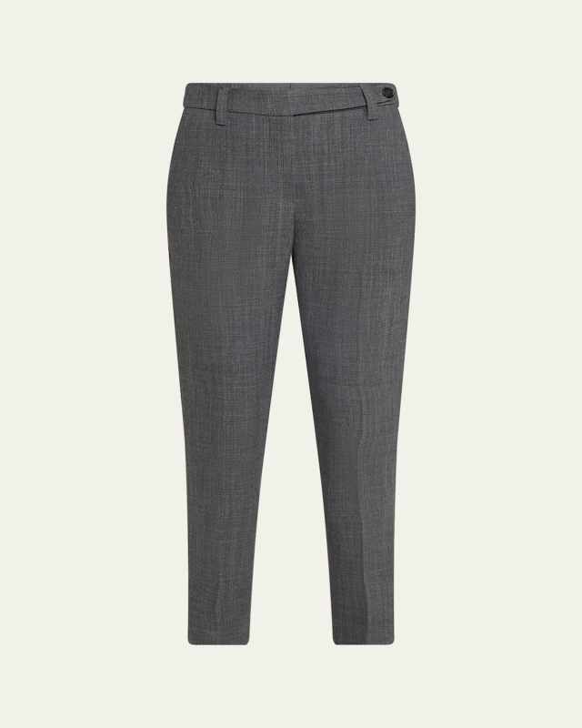 Double Wool Canvas Skinny-Leg Ankle Cigarette Pants